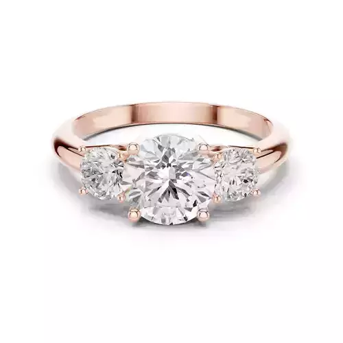 Three Stone Round Cut Diamond Engagement Ring 3DM STL Video