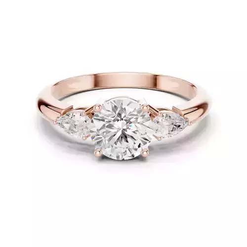 Round and Pear Cut Three Stone Engagement Ring 3DM STL Video 3D print model