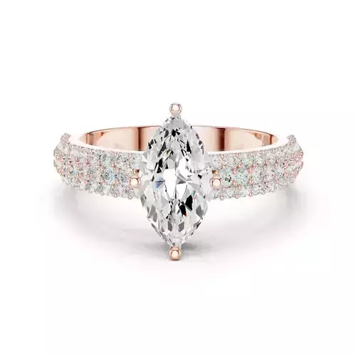 Marquise and Round Diamond Engagement Ring 3DM STL Video