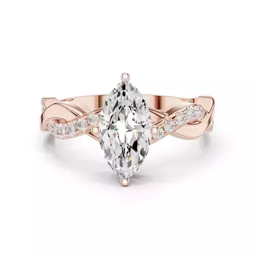 Twisted Shank Marquise Cut Engagement Ring 3DM STL Video 3D print model