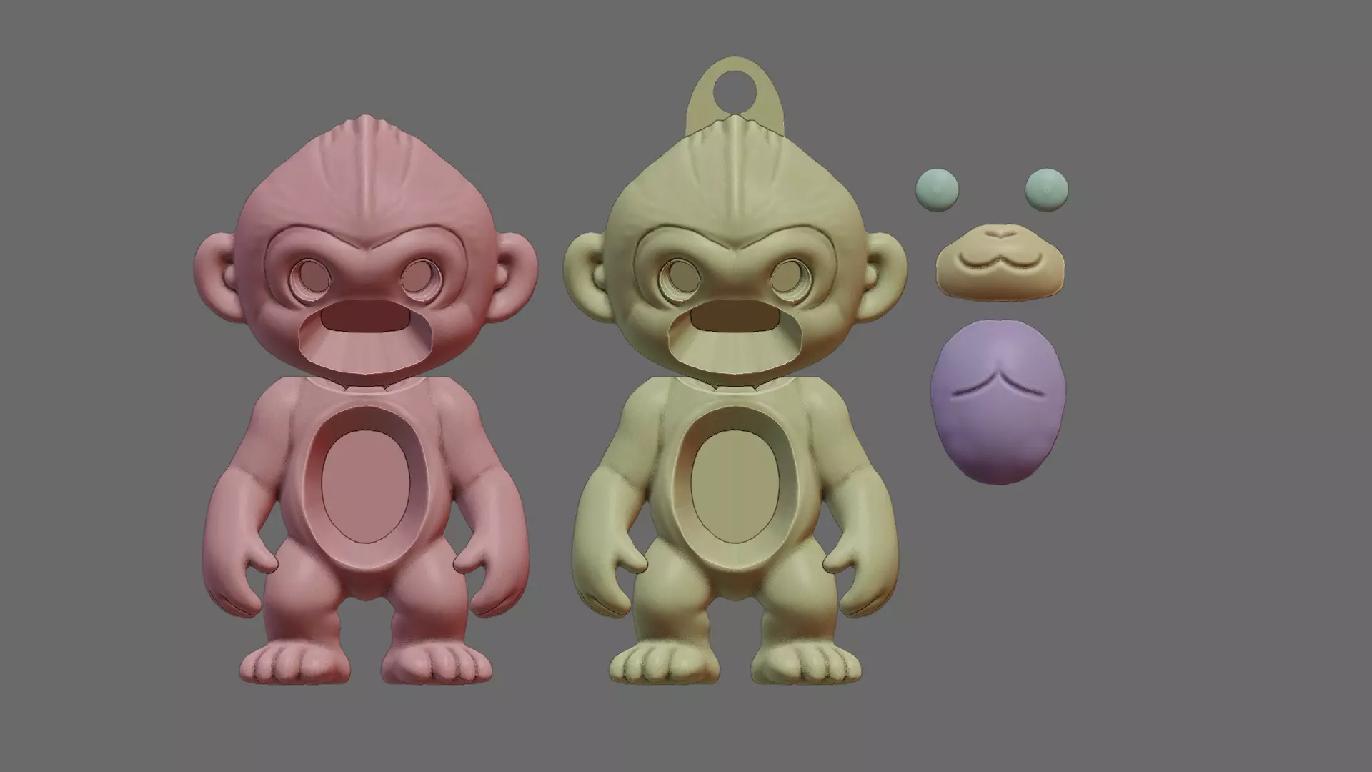 CUTE MONKEY KEYCHAIN VERSION 3D print model_5
