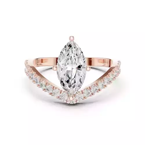 Compass Prong Marquise Cut Curved Engagement Ring 3DM STL Video 3D print model