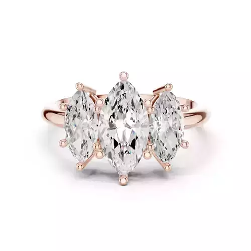 Three Stone Marquise Cut Engagement Wedding Ring 3DM STL Video