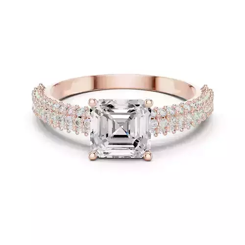 Asscher Cut Diamond Engagement Wedding Ring 3DM STL Video