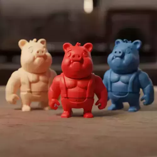 BODYBUILDER PIG KEYCHAIN VERSION