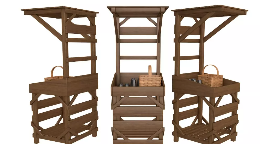 Medieval Market Stall collection 3D model_1