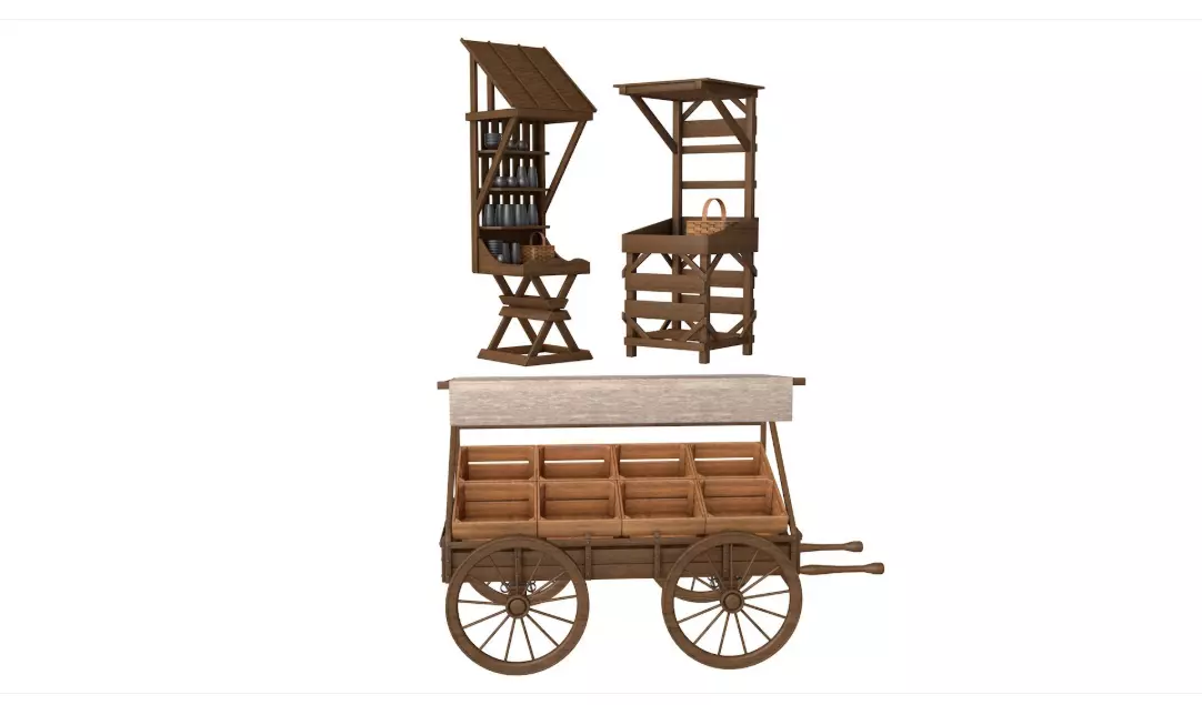 Medieval Market Stall collection 3D model_0