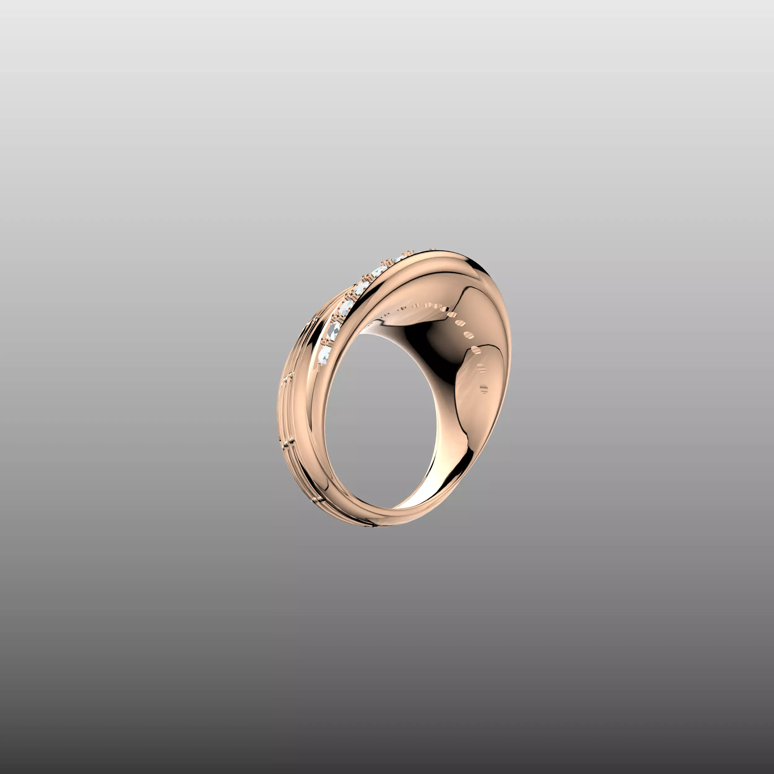 Designer Diamond Geometric Ring 3D print model_3