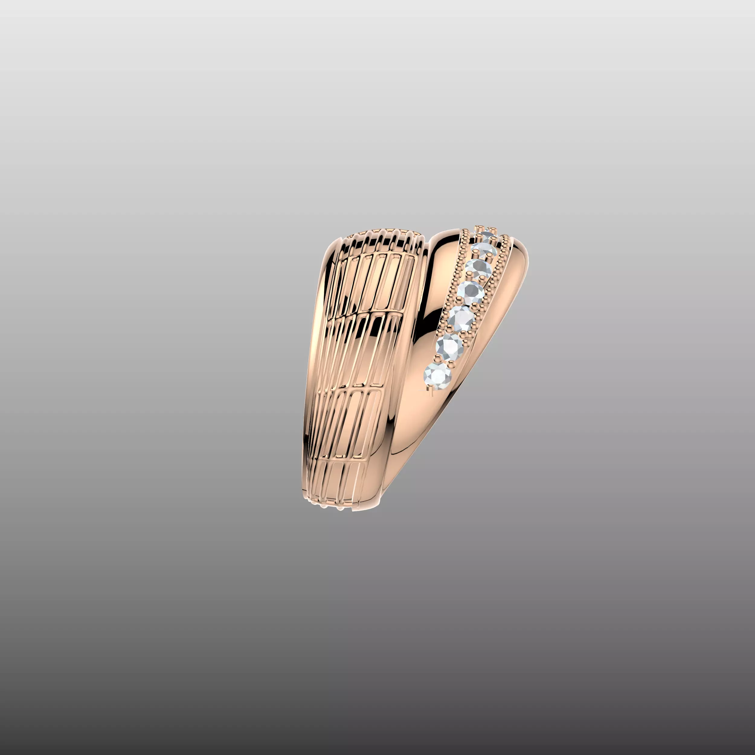 Designer Diamond Geometric Ring 3D print model_4