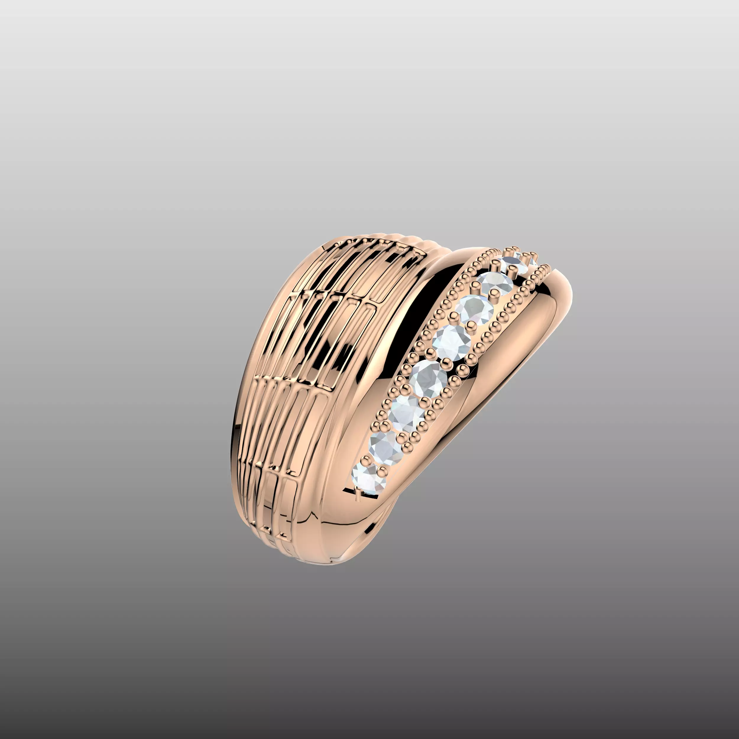 Designer Diamond Geometric Ring 3D print model_2