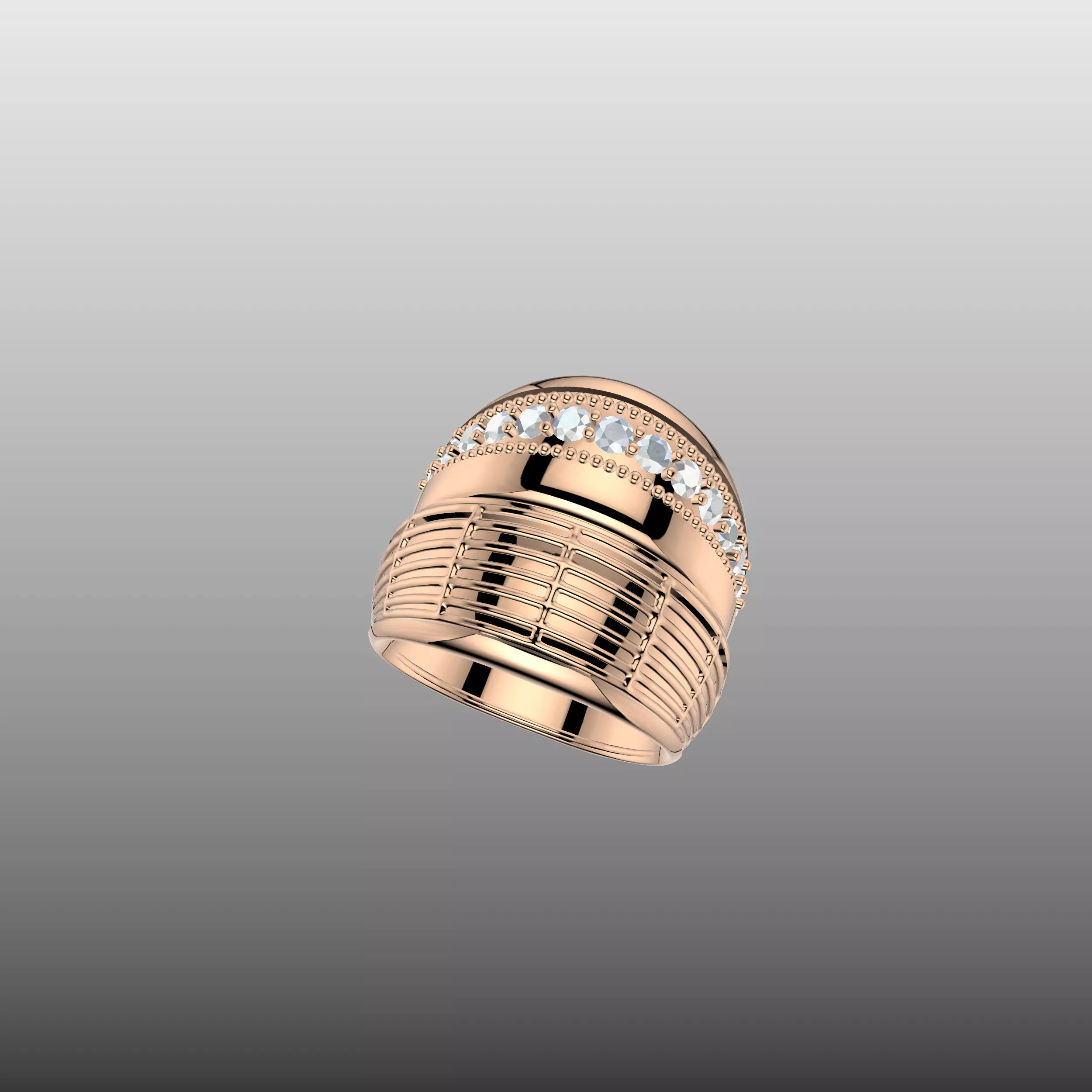 Designer Diamond Geometric Ring 3D print model_0
