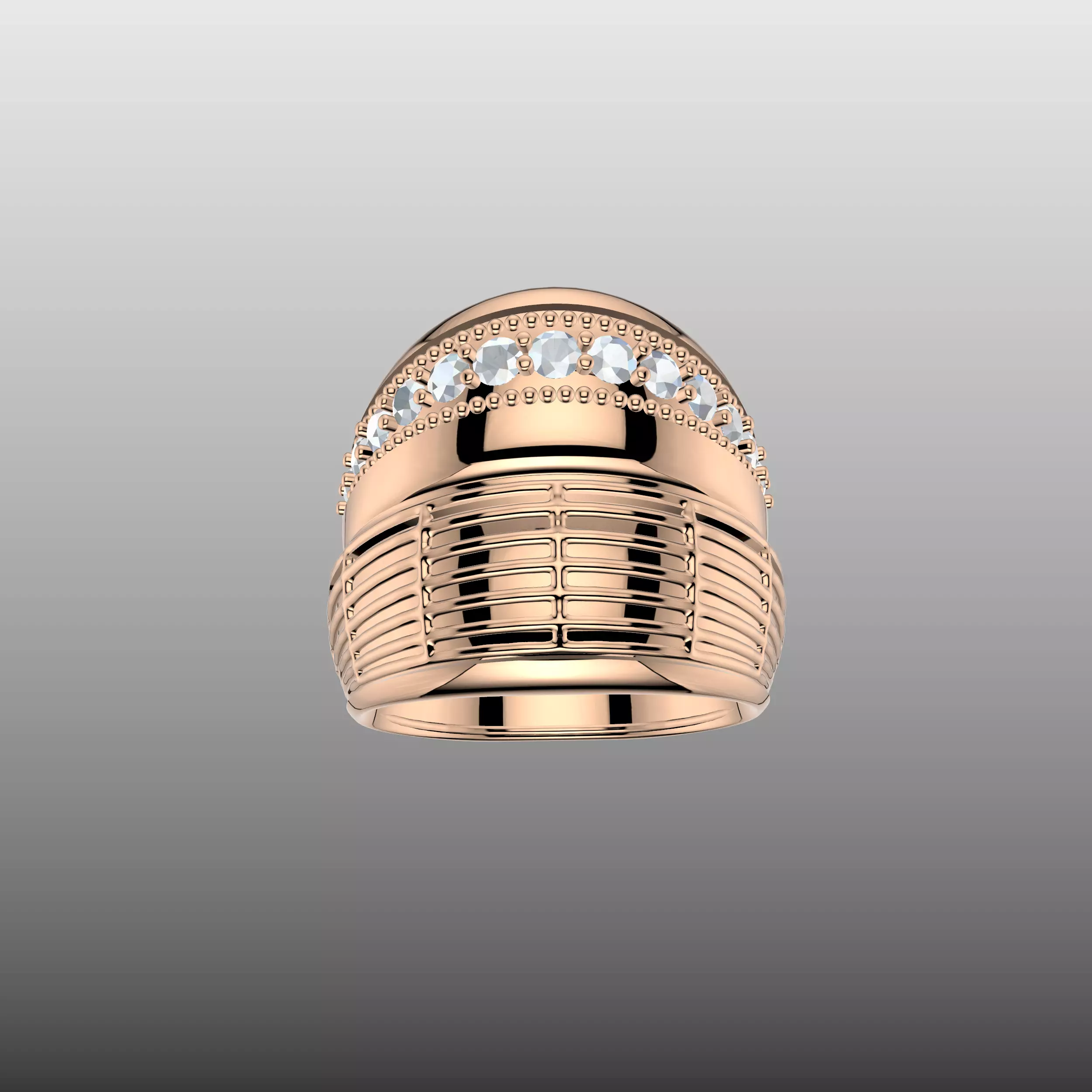 Designer Diamond Geometric Ring 3D print model_5