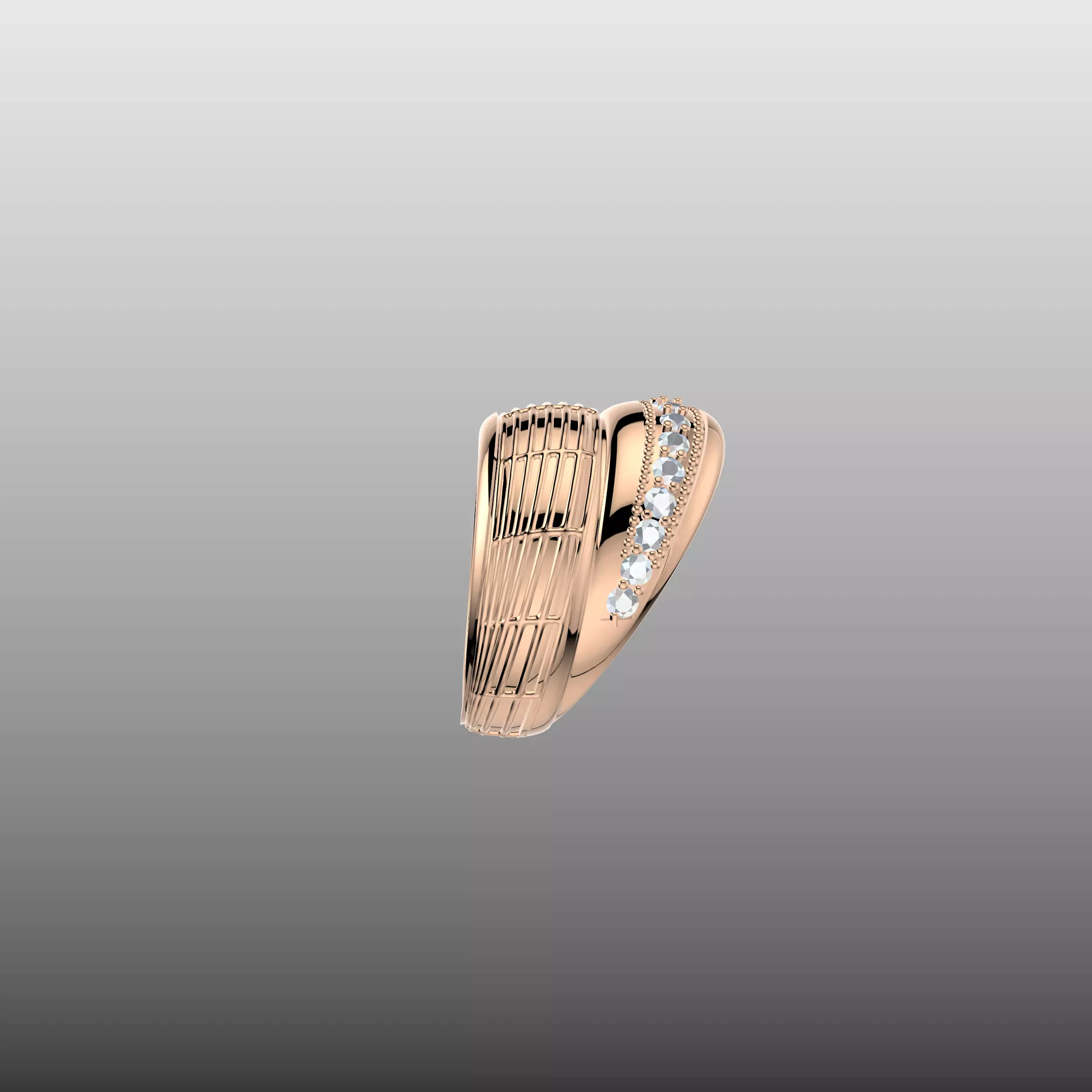 Designer Diamond Geometric Ring 3D print model_1