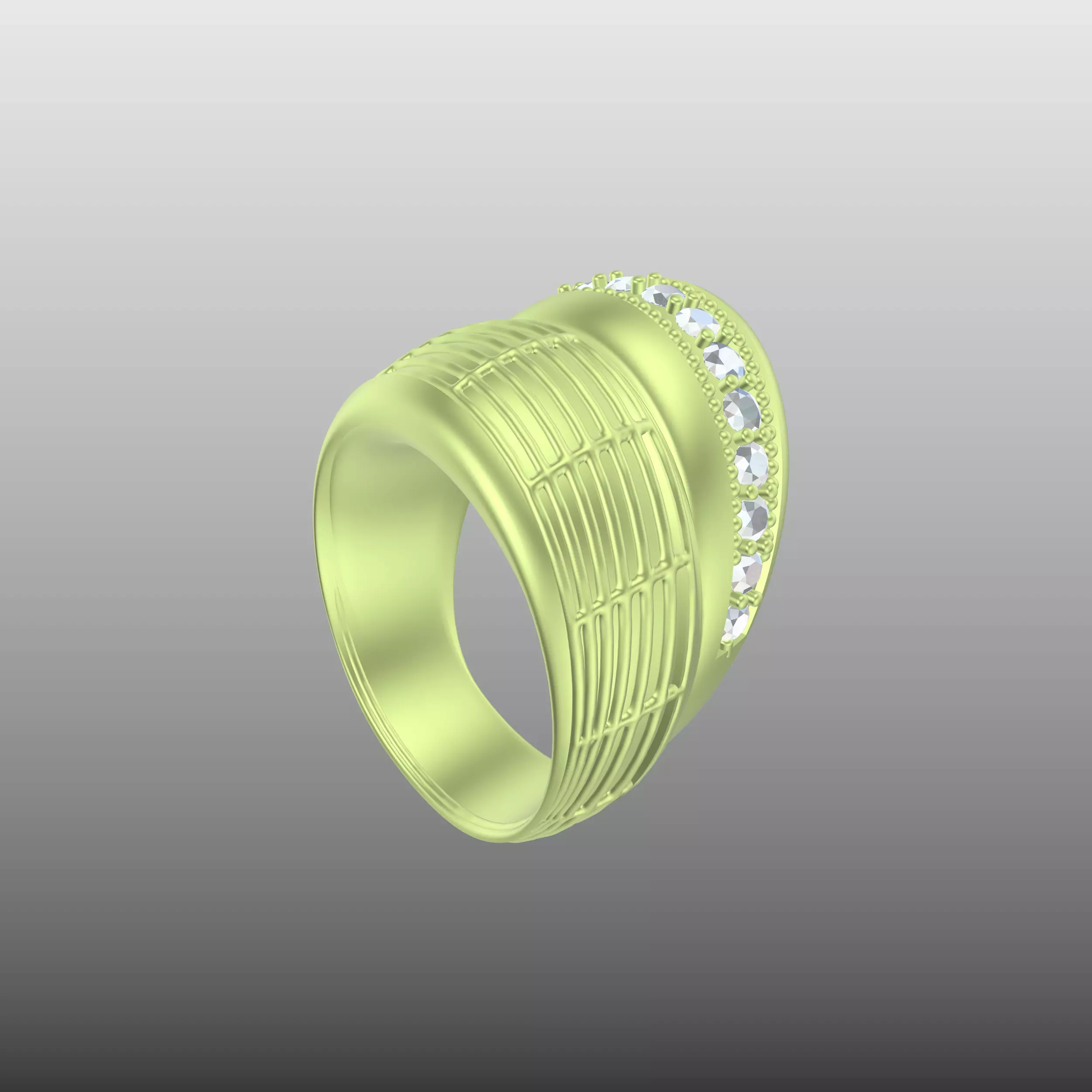 Designer Diamond Geometric Ring 3D print model_7