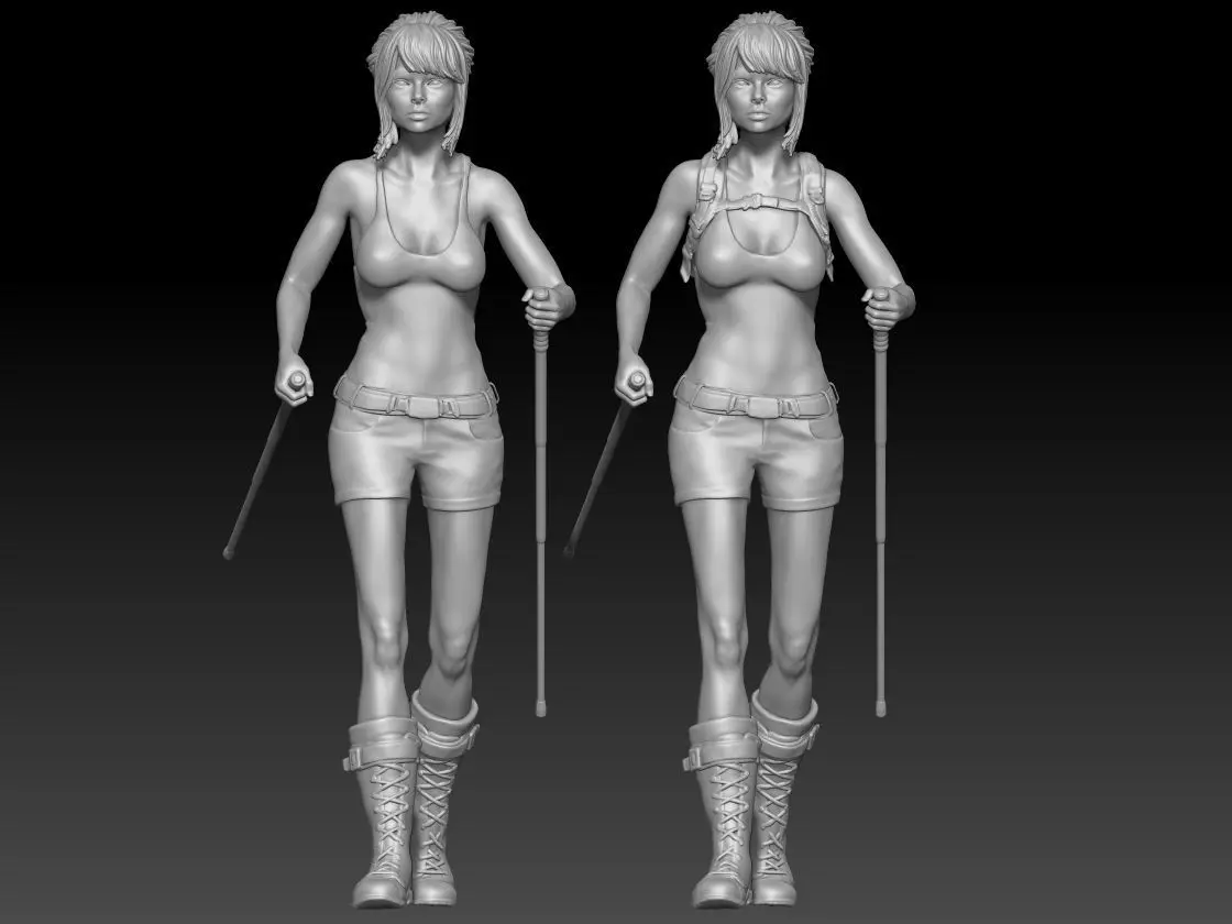 mountain trekking group girl 1 3D print model_0