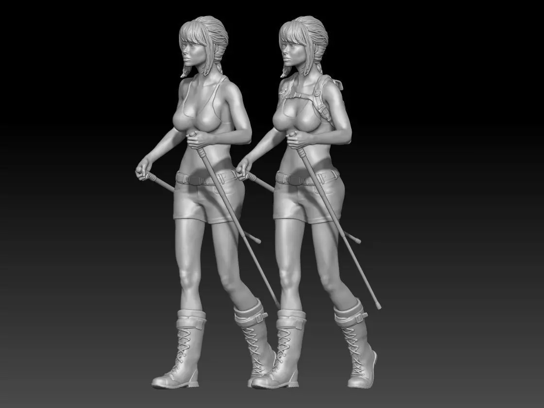 mountain trekking group girl 1 3D print model_1