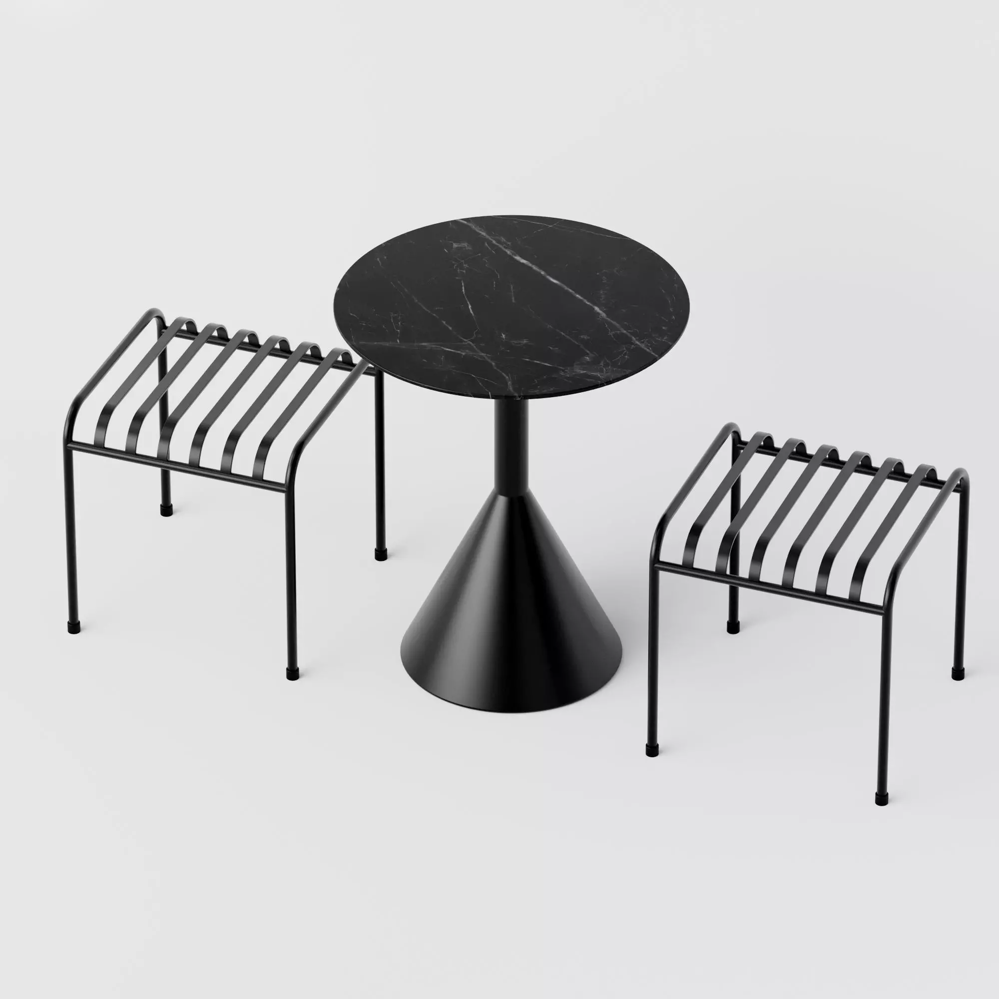 Industrial Table and Chair Coffee Black 3D Model 3D model_1