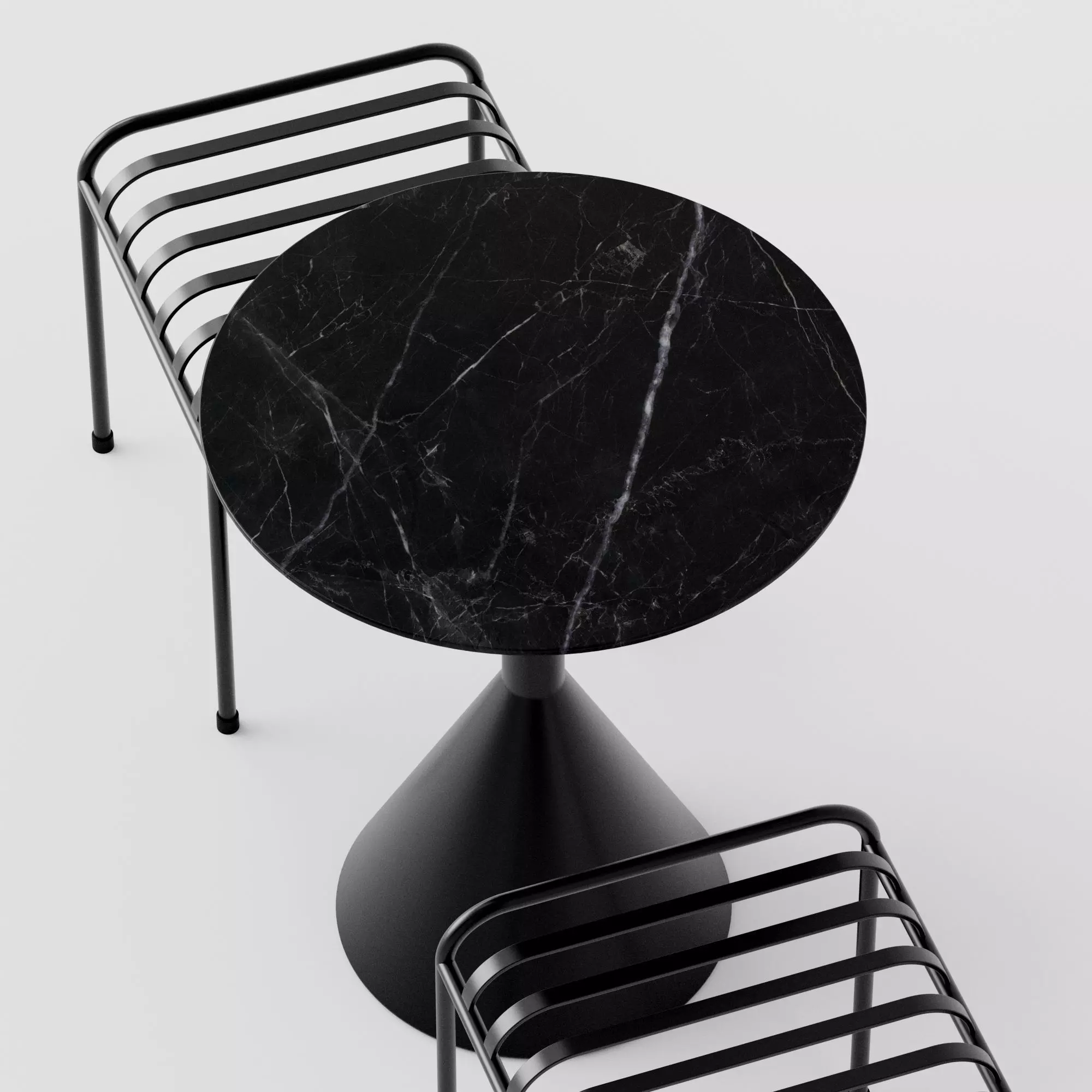 Industrial Table and Chair Coffee Black 3D Model 3D model_2