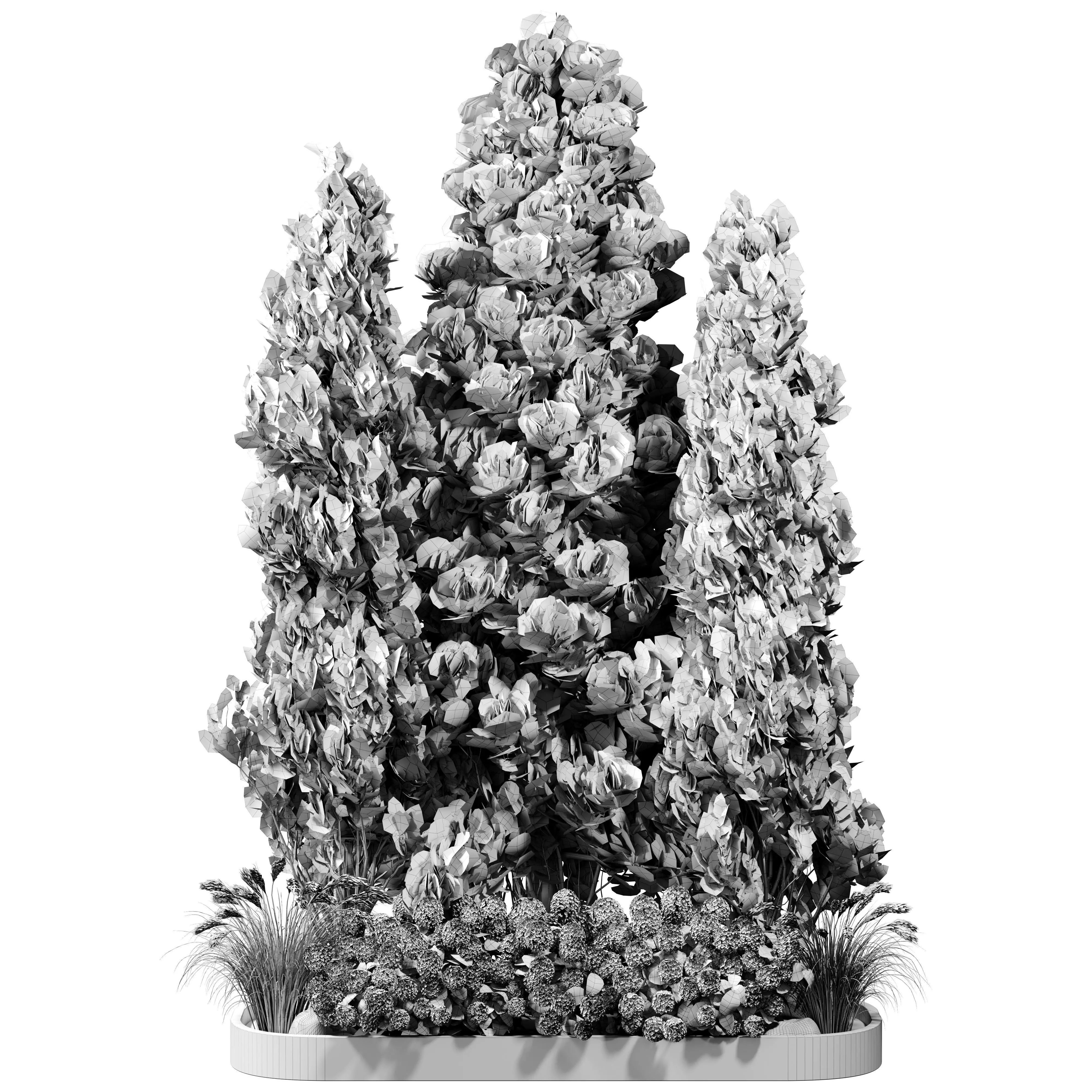 Outdoor Plants 15 - Pine And hydrangea 3D model_3