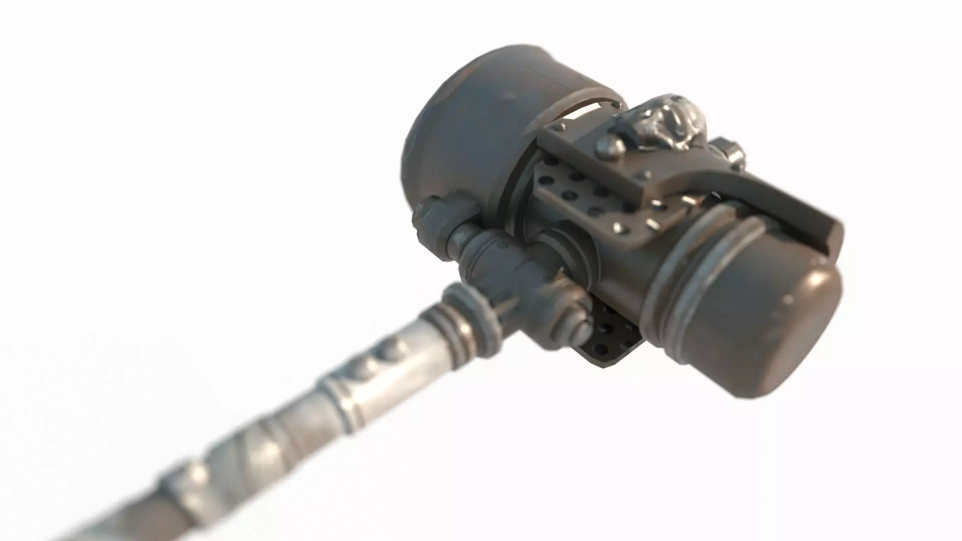 Future wasteland style cold weapon hammer 3D model_7