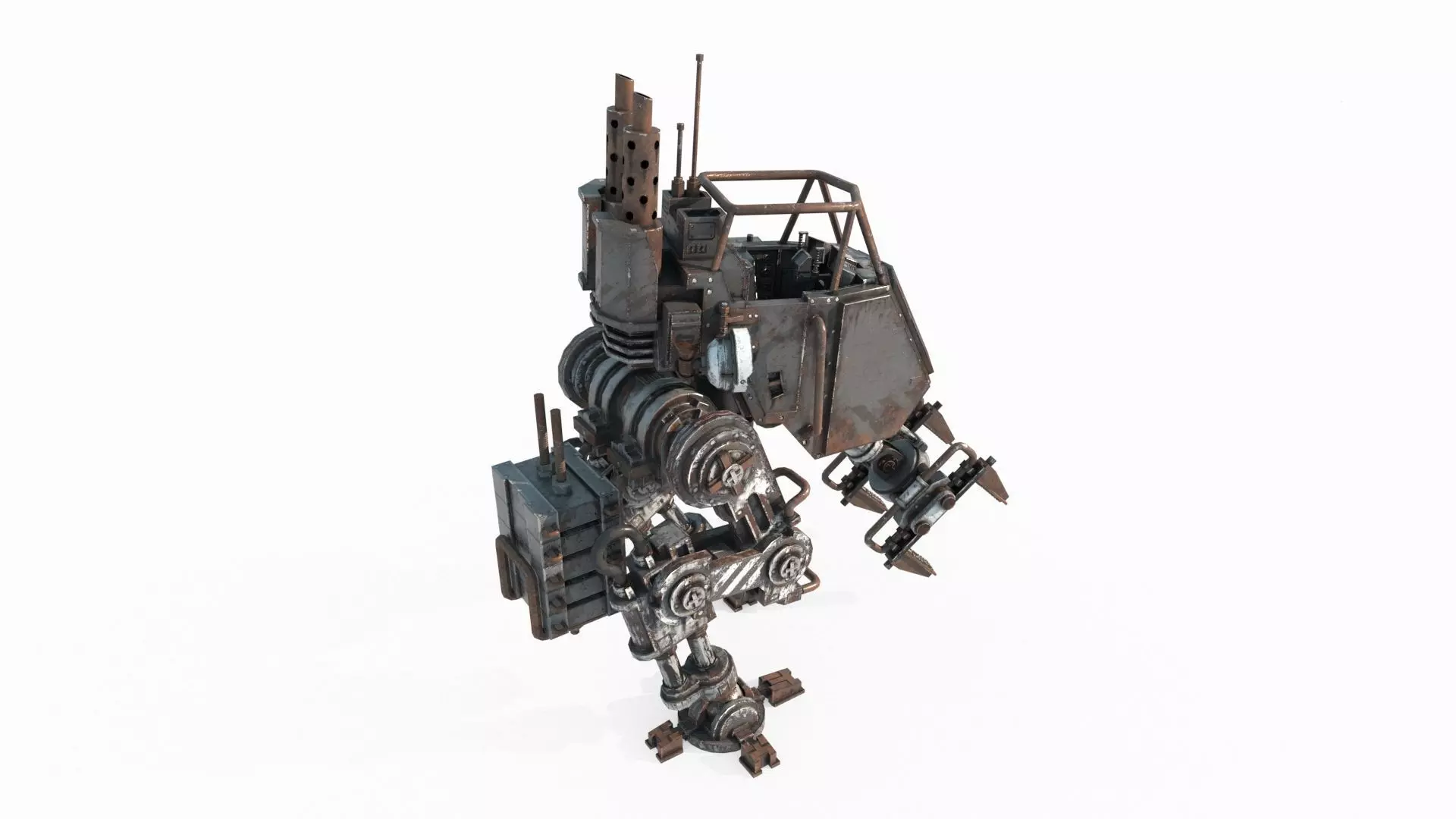 Future sci-fi diesel powered maintenance robot 3D model_5