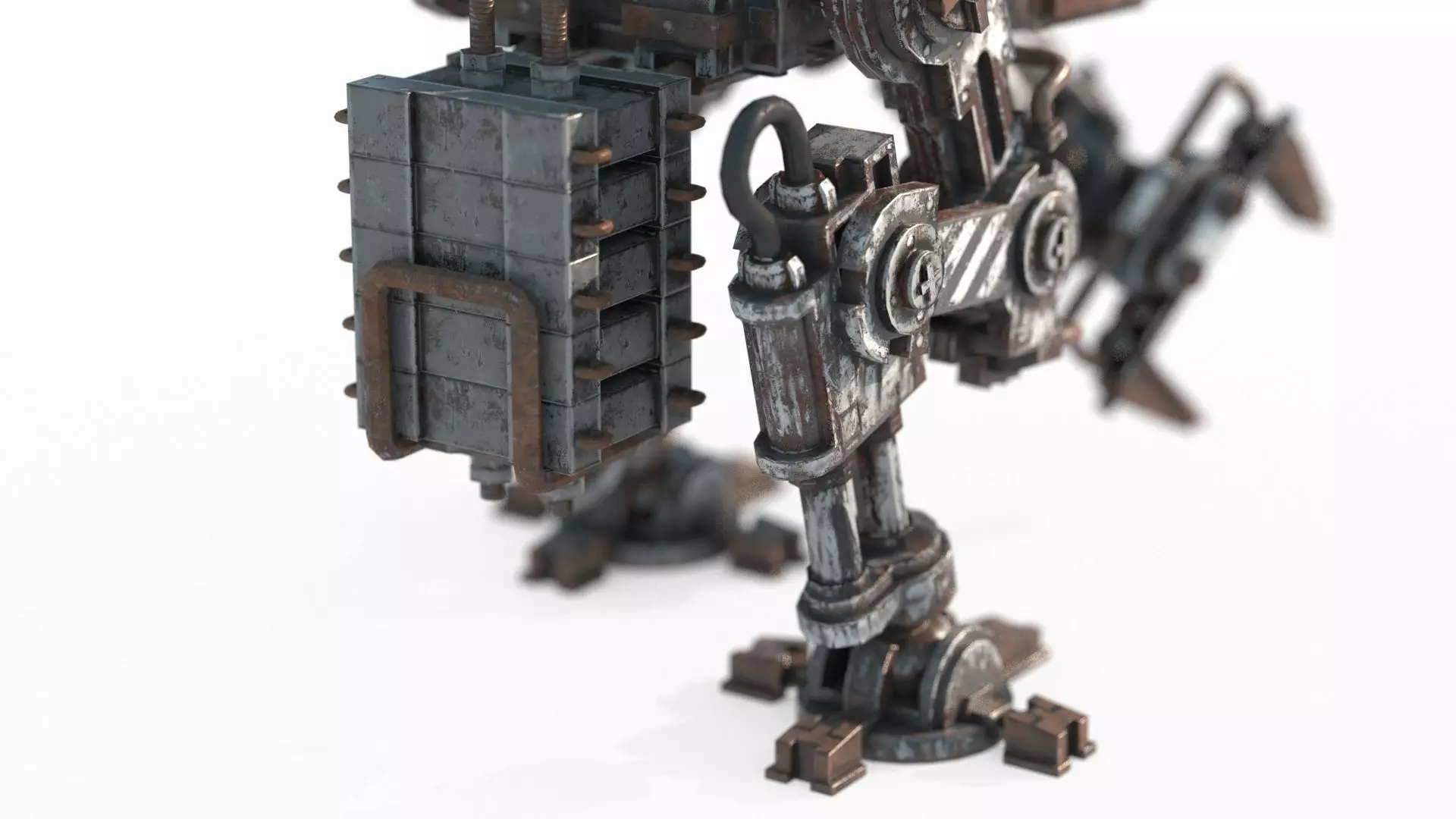 Future sci-fi diesel powered maintenance robot 3D model_3