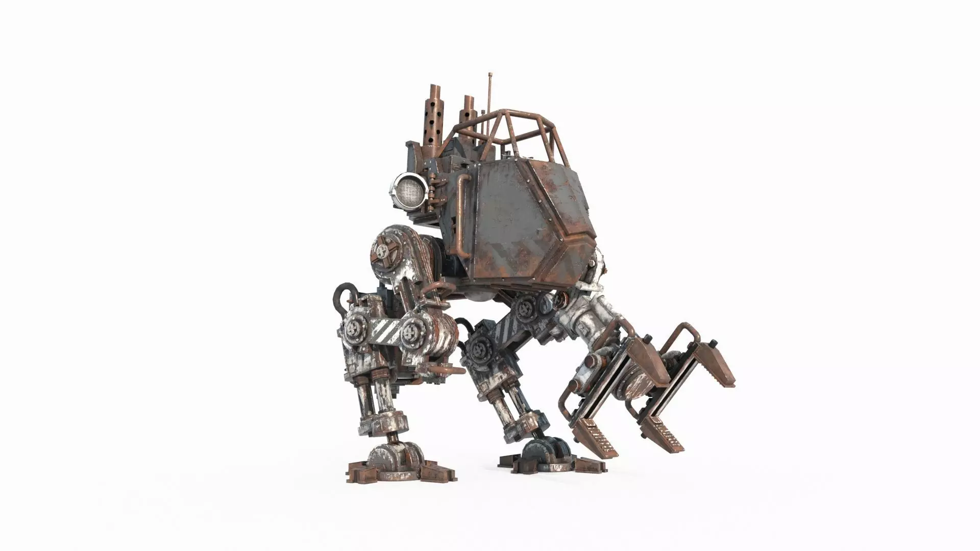 Future sci-fi diesel powered maintenance robot 3D model_0