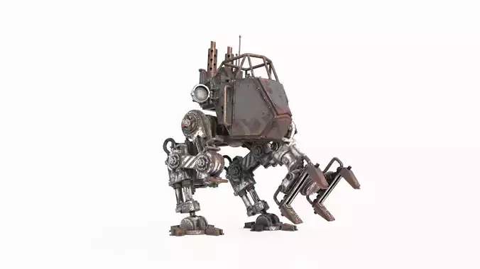Future sci-fi diesel powered maintenance robot 3D model