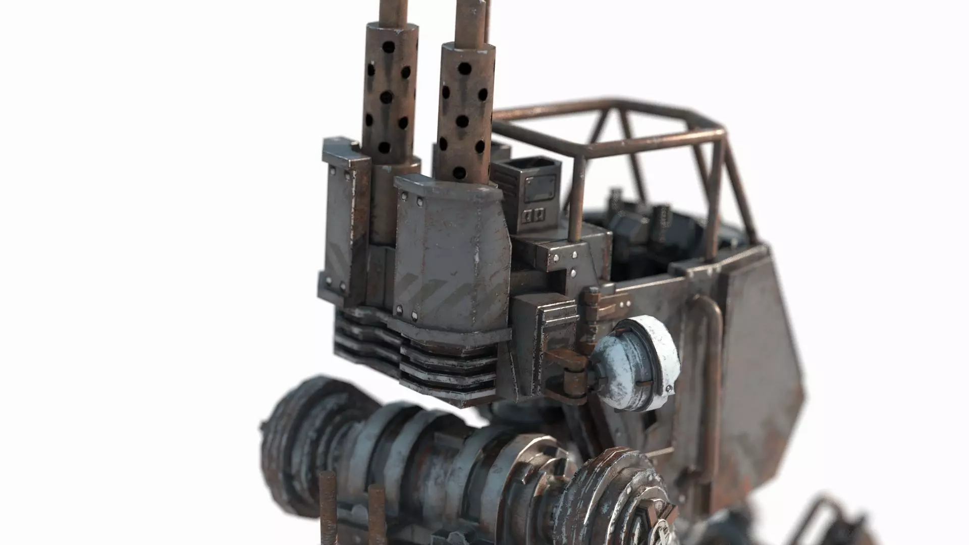 Future sci-fi diesel powered maintenance robot 3D model_2