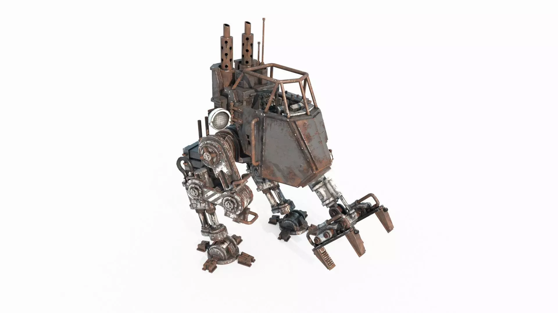 Future sci-fi diesel powered maintenance robot 3D model_4