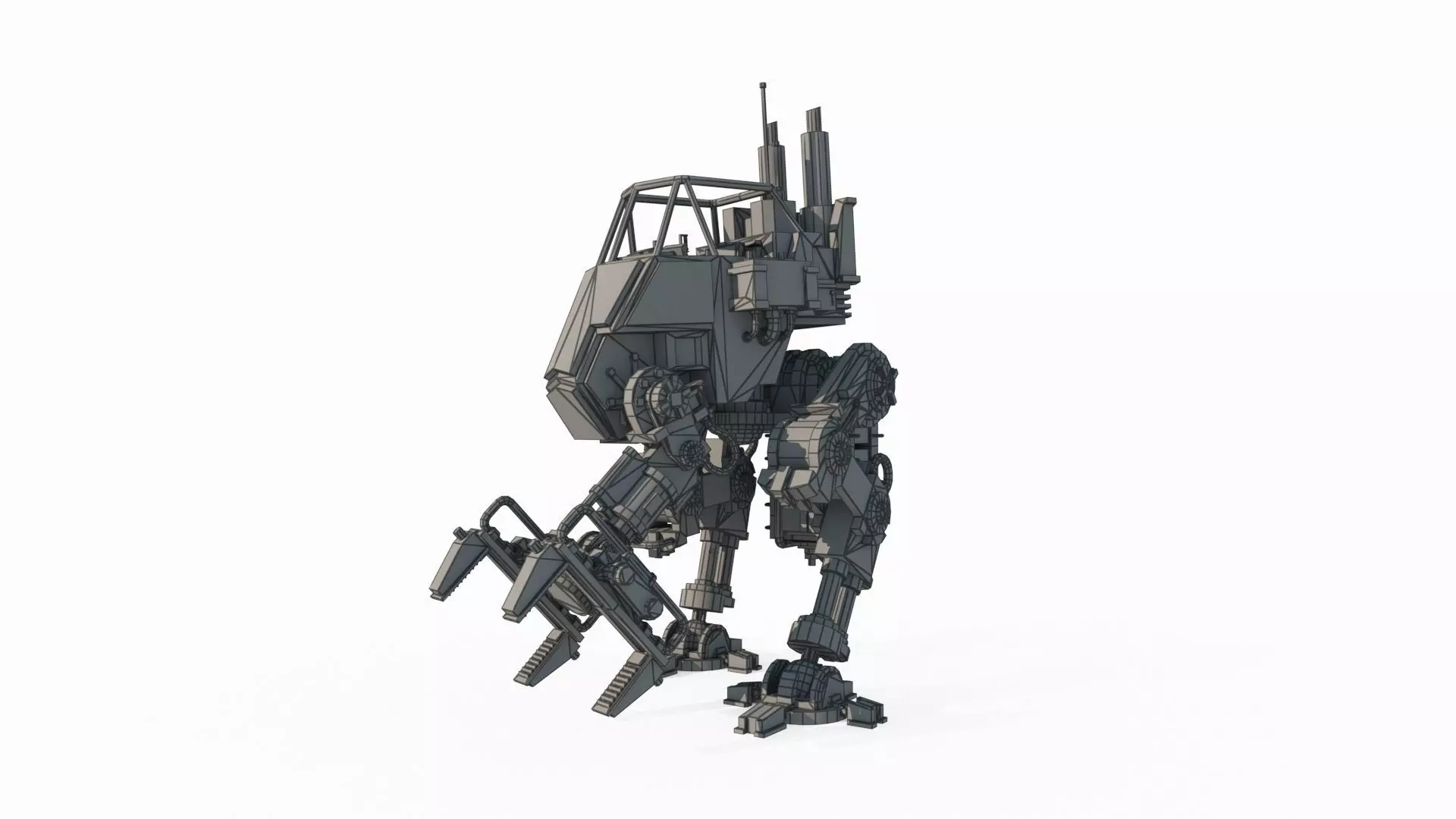 Future sci-fi diesel powered maintenance robot 3D model_7