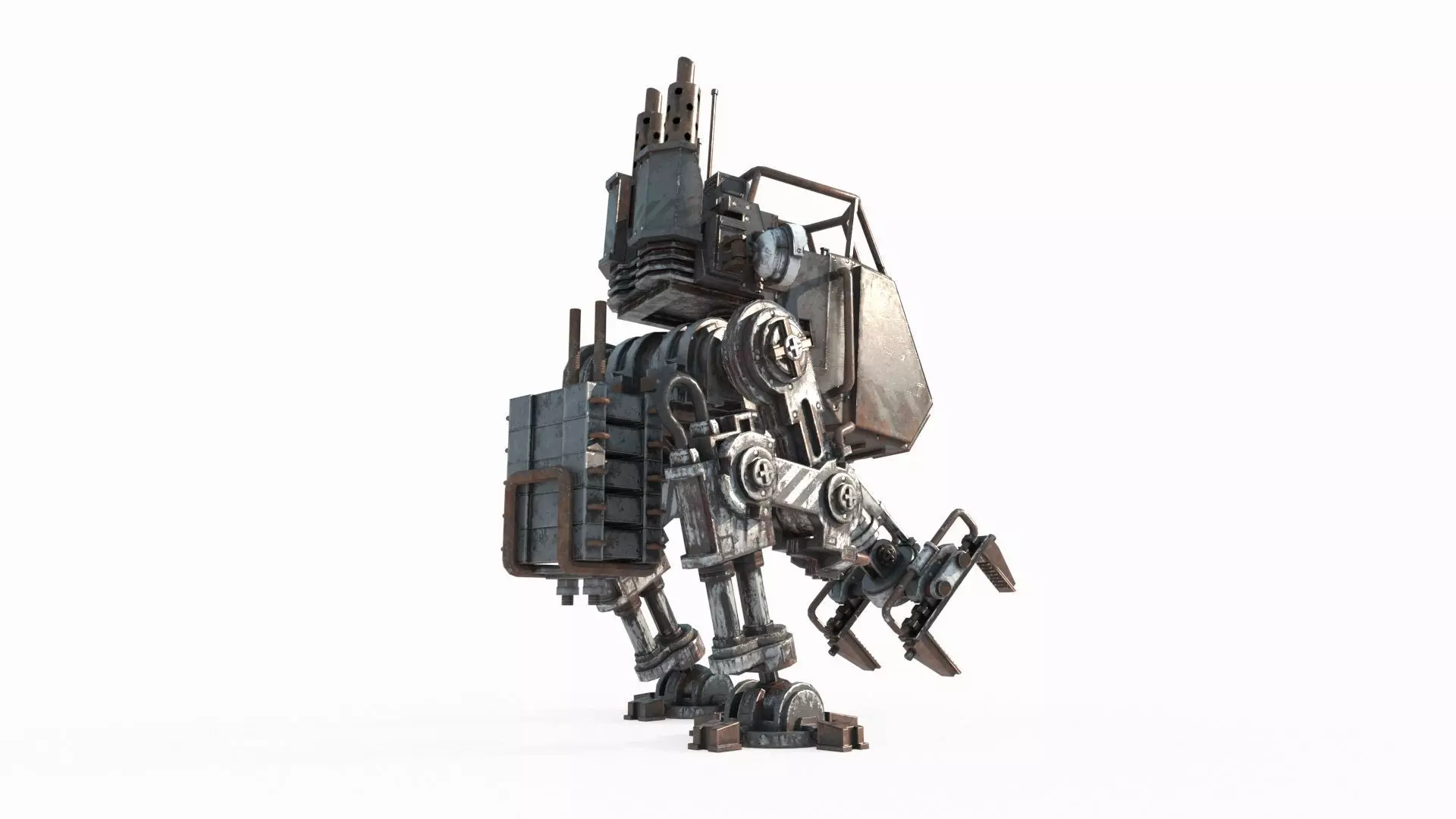 Future sci-fi diesel powered maintenance robot 3D model_1
