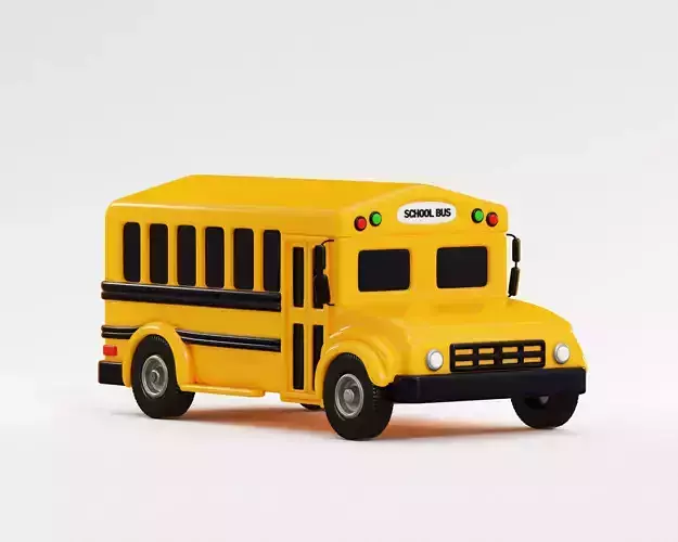 Cartoon School bus Low-poly 3D model