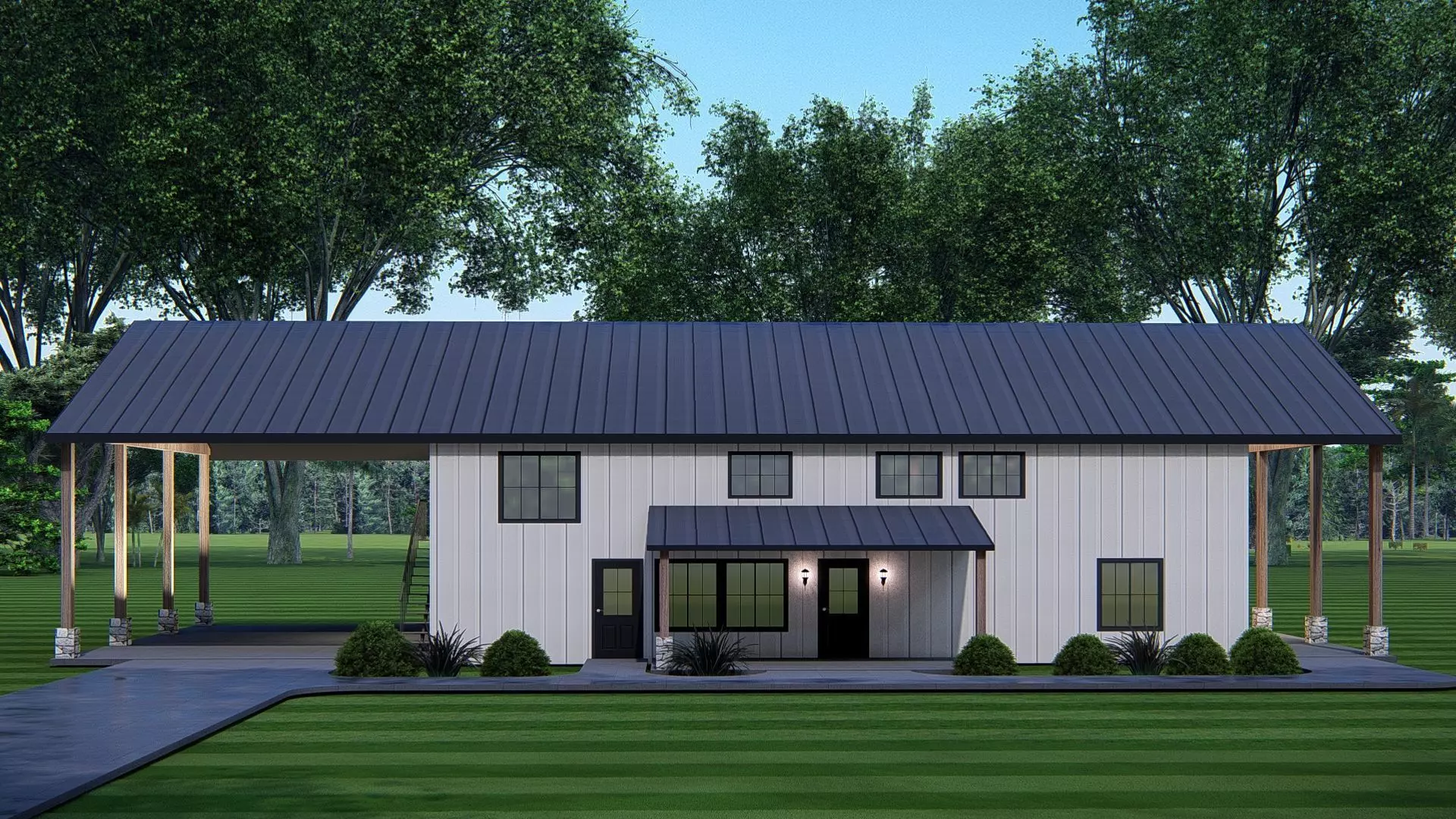 Rustic American Farmhouse Architectural Visualization 3D model_1