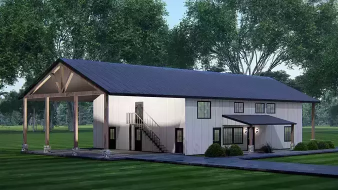 Rustic American Farmhouse Architectural Visualization 3D model