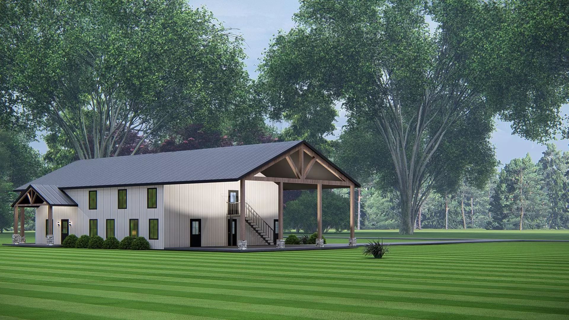 Rustic American Farmhouse Architectural Visualization 3D model_3