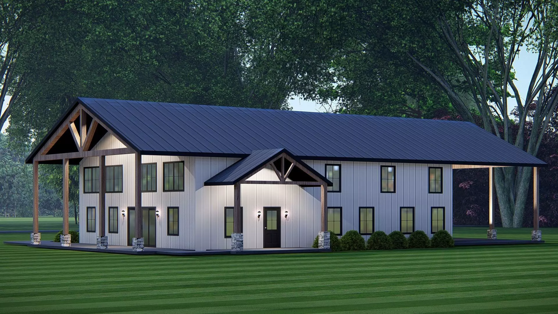 Rustic American Farmhouse Architectural Visualization 3D model_2