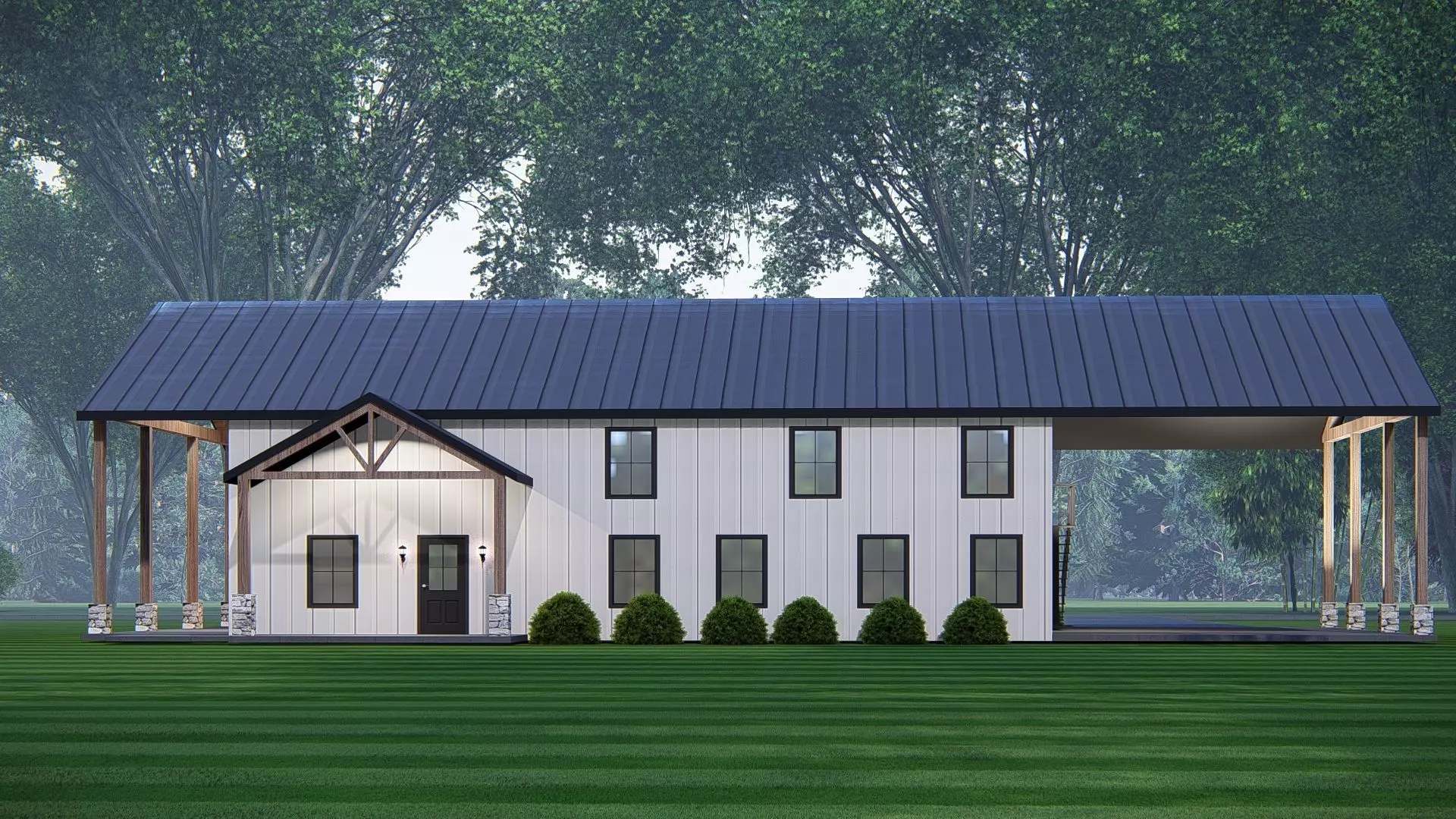Rustic American Farmhouse Architectural Visualization 3D model_4
