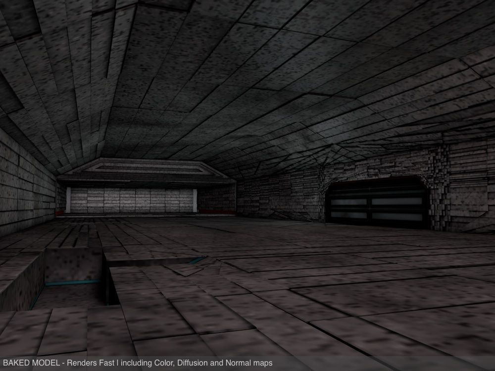 Space Hangar Ready to Render Low-poly 3D model_9