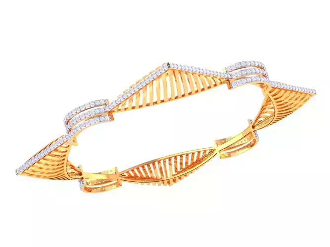 3D Printable Jewelry design of Bangle with diamonds