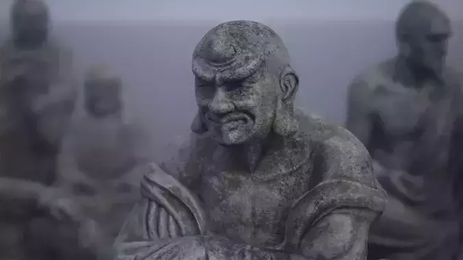 18 Chinese Buddhist Sculpture Low-poly 3D model