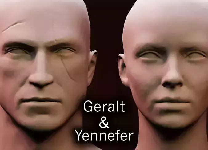 Geralt and Yennefer Head Sculpts Witcher 3