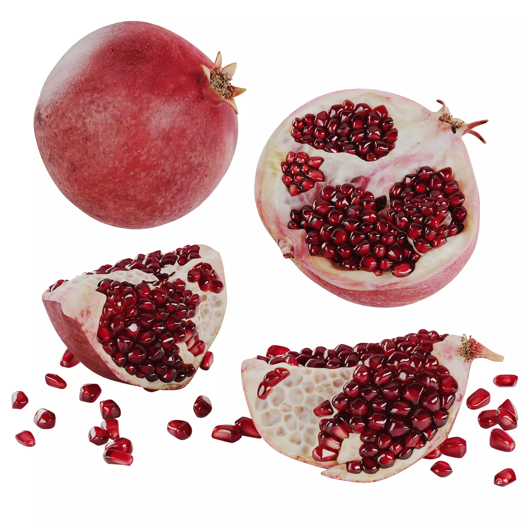 Pomegranate Low-poly 3D model_2