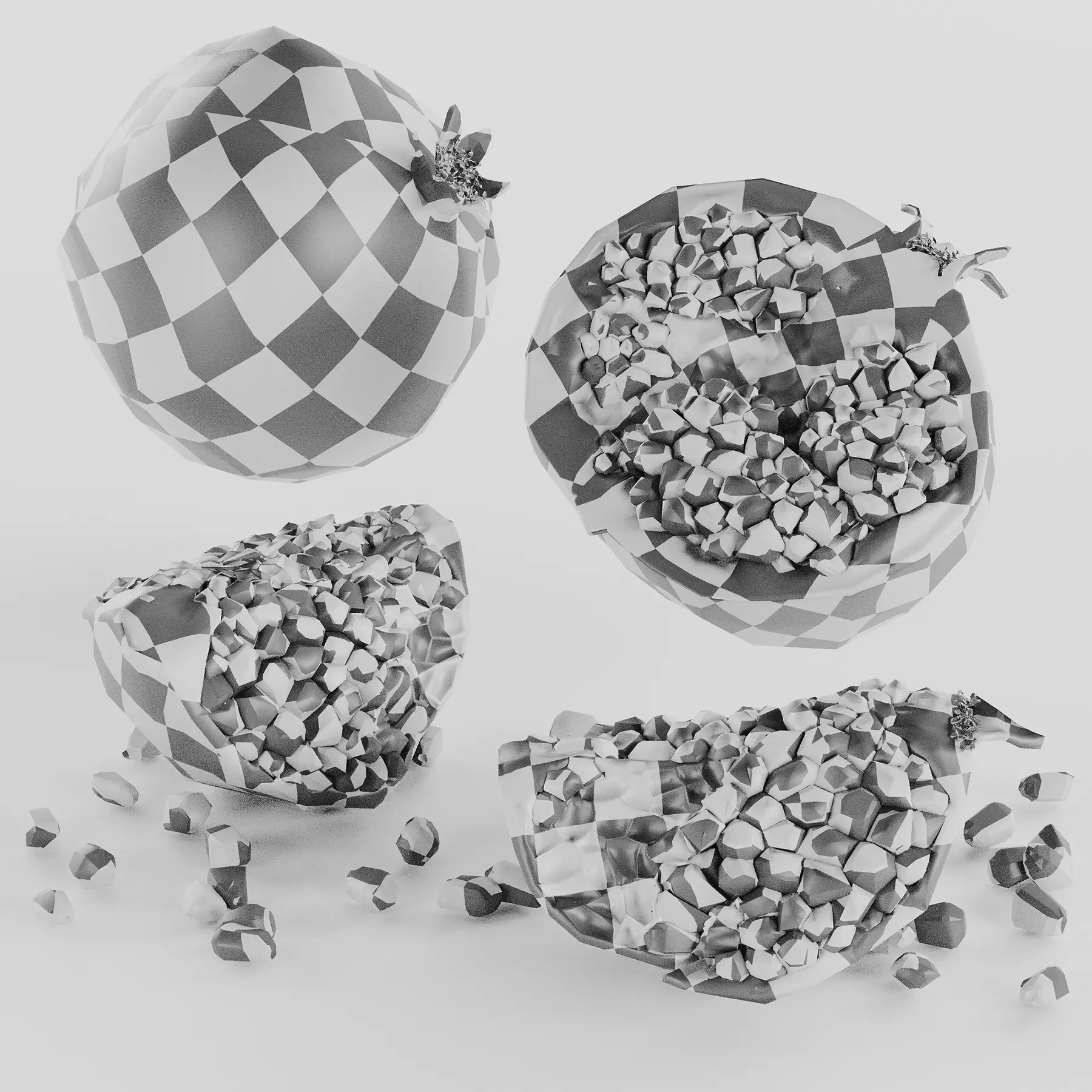 Pomegranate Low-poly 3D model_5