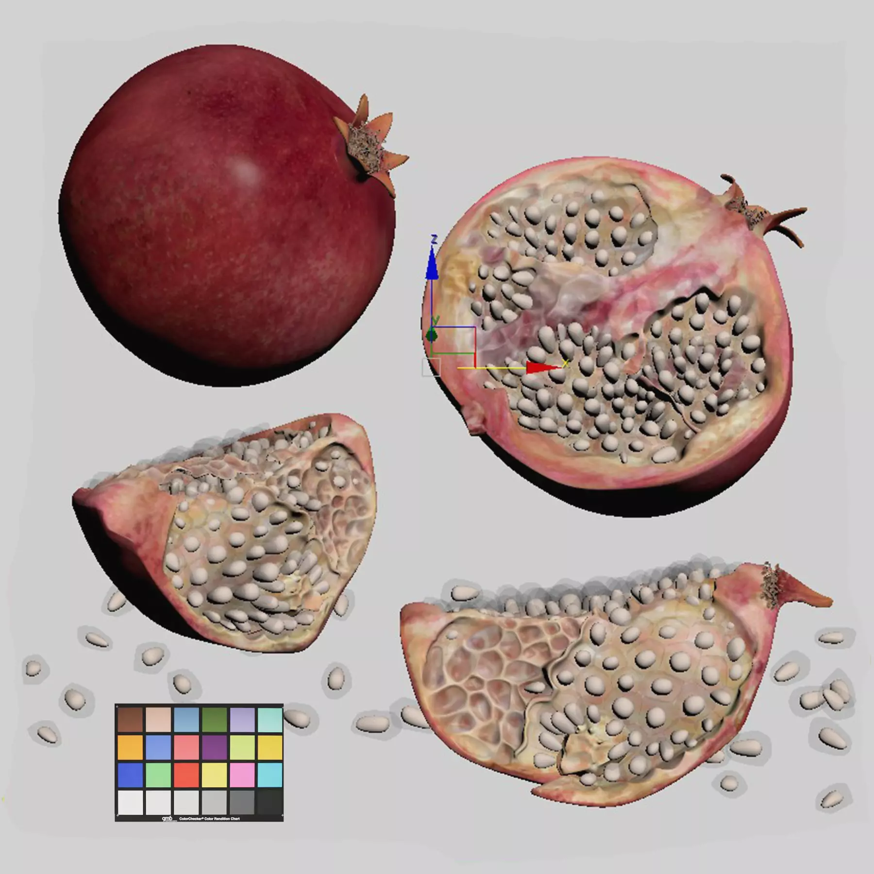 Pomegranate Low-poly 3D model_3