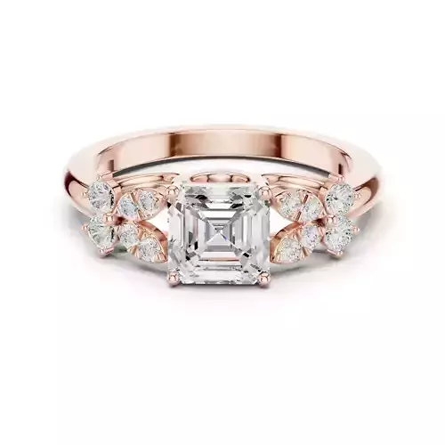 Asscher Cut Cluster Engagement Wedding Ring 3DM STL Video