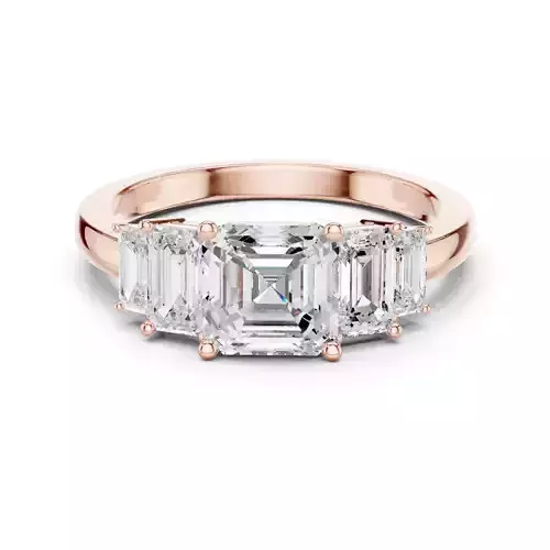 Asscher and Baguette Cut Five Stone Wedding Ring 3DM STL Video 3D print model