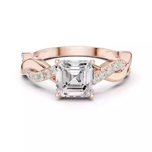 Twisted Shank Asscher Cut Engagement Wedding Ring 3DM STL Video