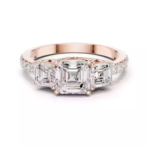 Trellis Setting Asscher Cut Engagement Woman Ring 3DM STL Video