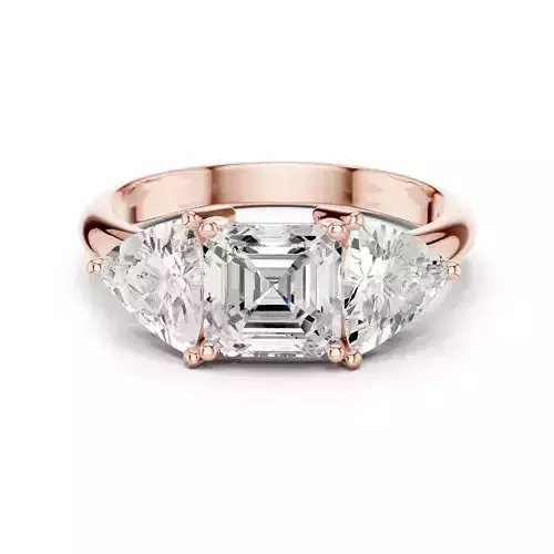 Three Stone Asscher and Trillion Cut Wedding Ring 3DM STL Video